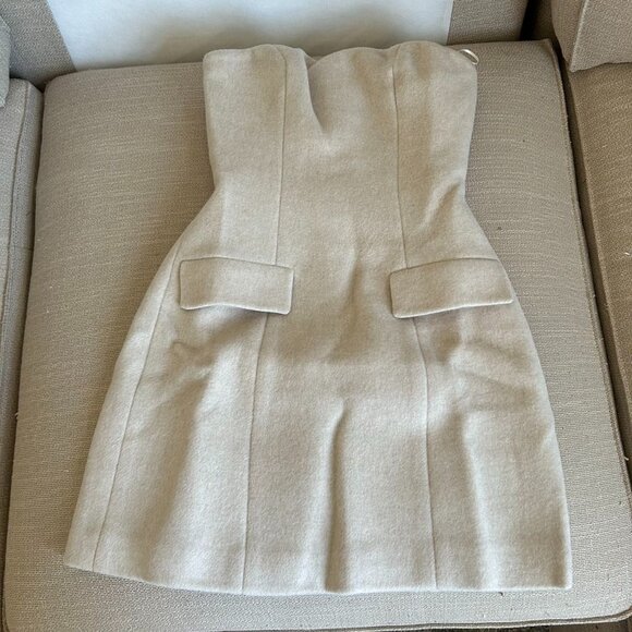 Reformation Strapless Cream Mini Dress - Picture 4 of 9